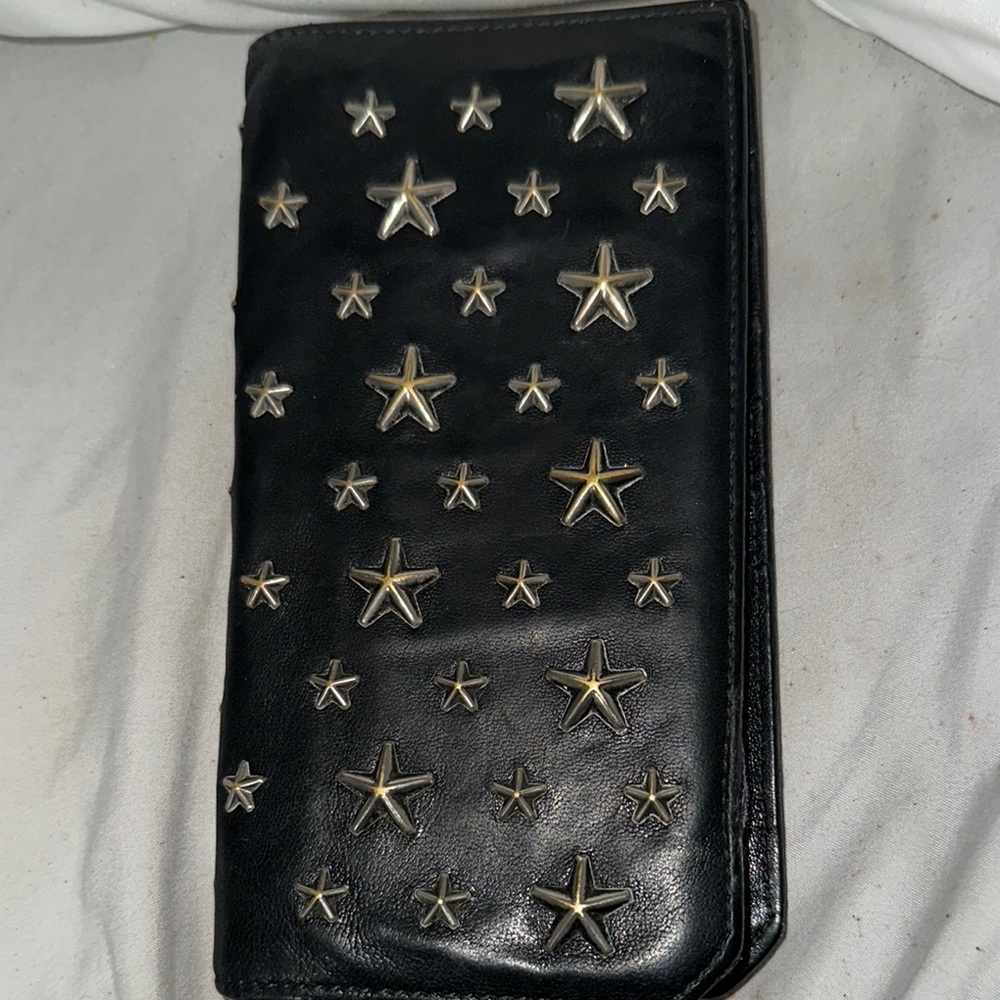 Jimmy choo Black leather wallet with Silver Star Studs nice pre owned good con - Picture 10 of 10